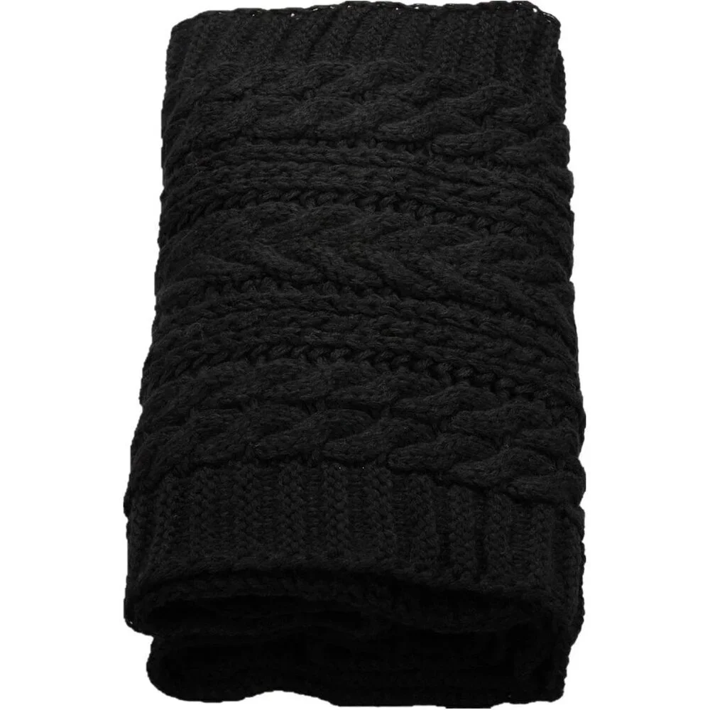 Women's Crochet Black Thick Ribbed Knit Winter Infinity Circle Loop Scarf